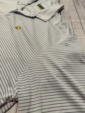 Black And White Striped Jack Nicklaus Polo Shirt